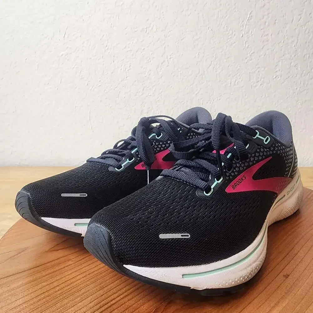 Brooks Ghost 14 Shoes Womens Size 9.5 Black Pink Running Sneakers 1203561B013